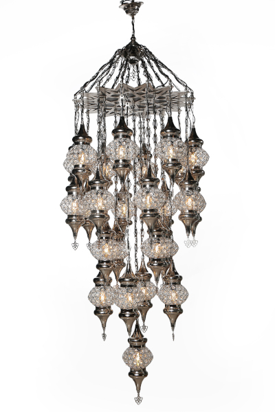 25in1 Luxurious Silver Design Crystal Stony Chandelier